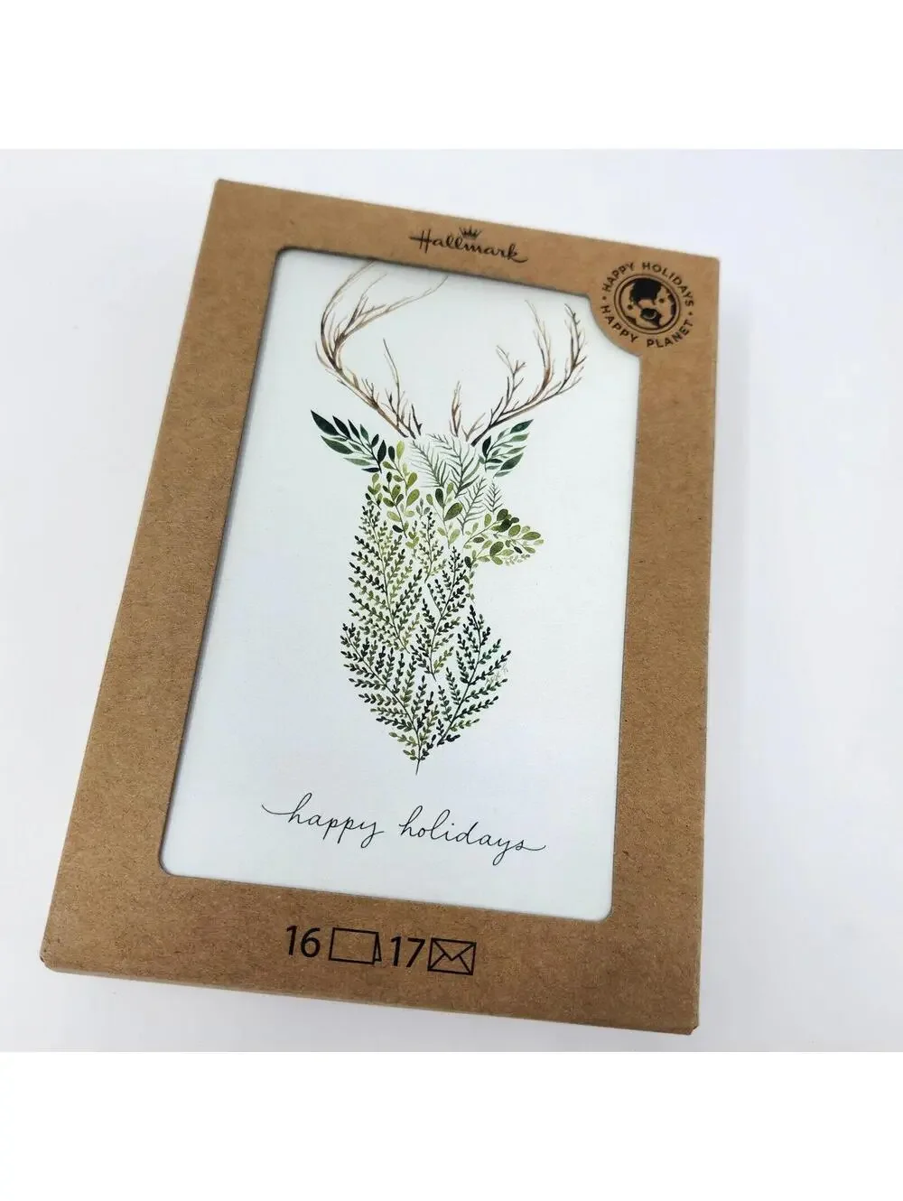 Hallmark Boxed Holiday Cards Set of 16 Deer Woodland Forest Trees Leaves